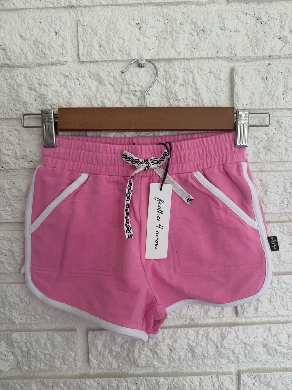 Feather + Arrow Girls' Pink Prism Daisy Drawstring Athletic Shorts